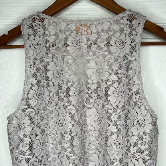 Laundry By Shelli‎ Segal Gray Silver Lace Sleeveless Lined Tank Top, S - Picture 12 of 12